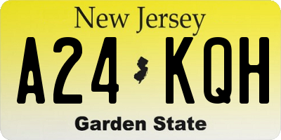 NJ license plate A24KQH