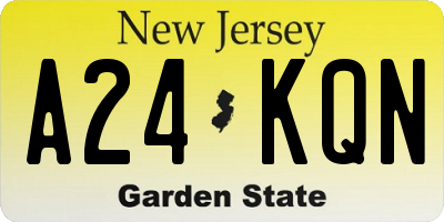 NJ license plate A24KQN