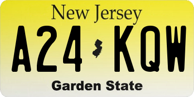 NJ license plate A24KQW