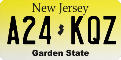 NJ license plate A24KQZ
