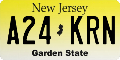 NJ license plate A24KRN