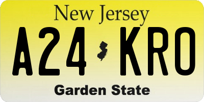 NJ license plate A24KRO