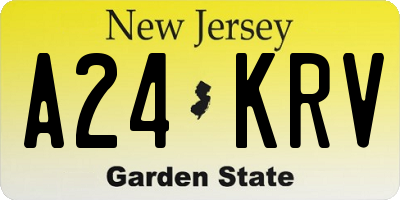 NJ license plate A24KRV