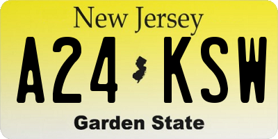 NJ license plate A24KSW