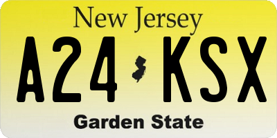 NJ license plate A24KSX