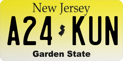 NJ license plate A24KUN