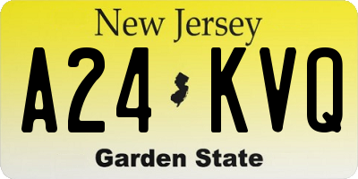 NJ license plate A24KVQ