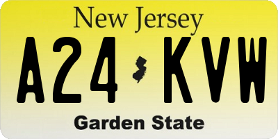 NJ license plate A24KVW