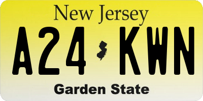 NJ license plate A24KWN