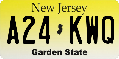 NJ license plate A24KWQ