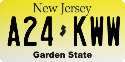 NJ license plate A24KWW