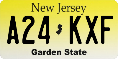 NJ license plate A24KXF