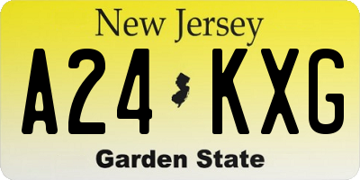 NJ license plate A24KXG
