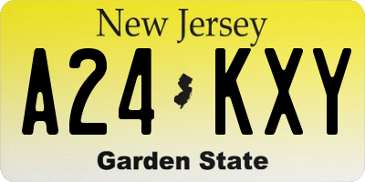 NJ license plate A24KXY