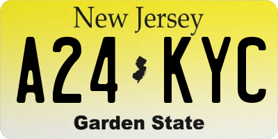 NJ license plate A24KYC