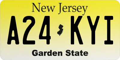NJ license plate A24KYI