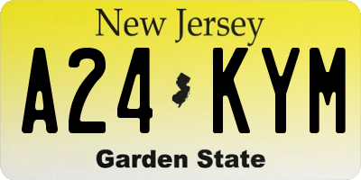NJ license plate A24KYM