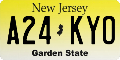 NJ license plate A24KYO
