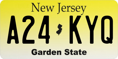 NJ license plate A24KYQ
