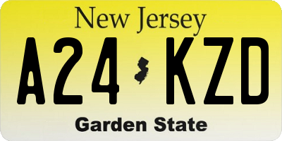 NJ license plate A24KZD