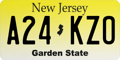 NJ license plate A24KZO