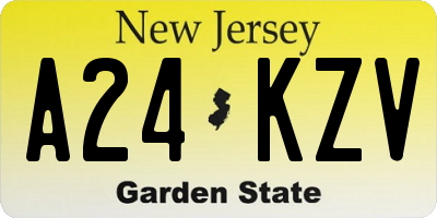 NJ license plate A24KZV