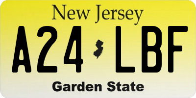 NJ license plate A24LBF