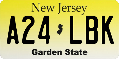 NJ license plate A24LBK