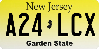 NJ license plate A24LCX