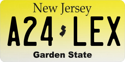 NJ license plate A24LEX