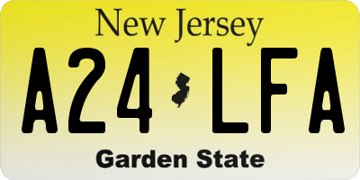 NJ license plate A24LFA