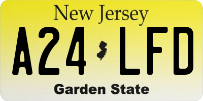 NJ license plate A24LFD