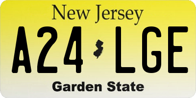NJ license plate A24LGE