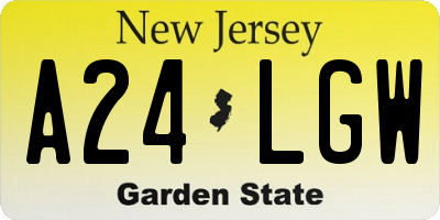 NJ license plate A24LGW