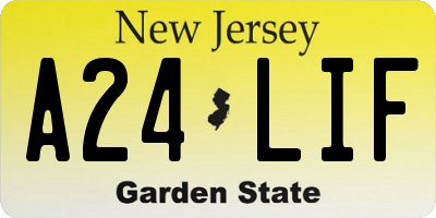 NJ license plate A24LIF