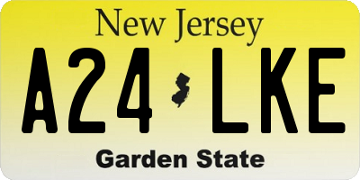 NJ license plate A24LKE