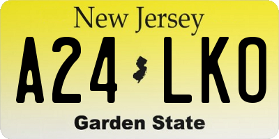 NJ license plate A24LKO