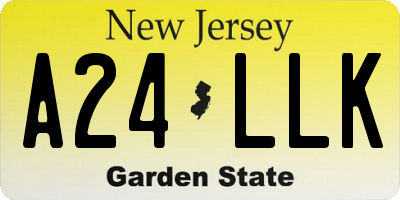 NJ license plate A24LLK