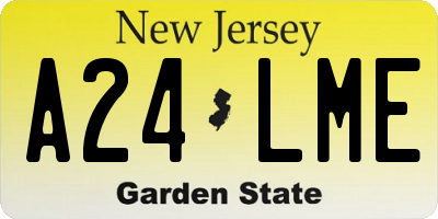 NJ license plate A24LME