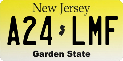 NJ license plate A24LMF