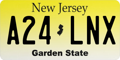 NJ license plate A24LNX