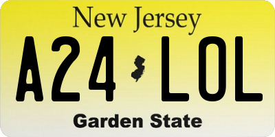 NJ license plate A24LOL