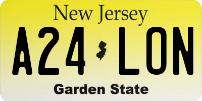 NJ license plate A24LON