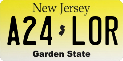 NJ license plate A24LOR