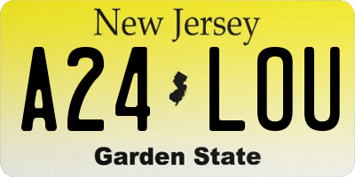 NJ license plate A24LOU