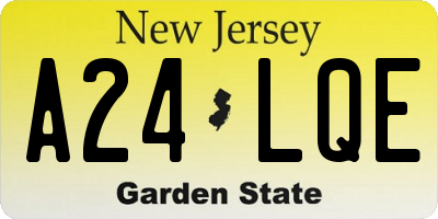 NJ license plate A24LQE