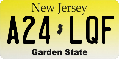 NJ license plate A24LQF