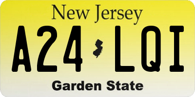 NJ license plate A24LQI