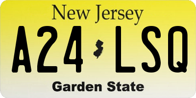NJ license plate A24LSQ