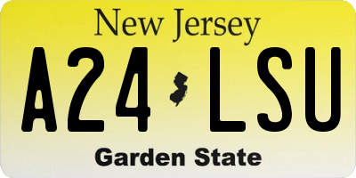 NJ license plate A24LSU